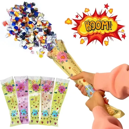 Atmosphere Confetti Popper Automatic Inflatable Sticks Holiday Birthday Wedding Decor Gift Supplies 