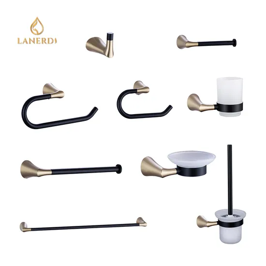 Paper Holder Robe Hooks Soap Dish Toilet Brush Holder Towel Bar Gold+Black 304 Stainless Steel Bathroom Accessories 